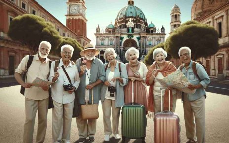 High definition photo realistically portraying senior citizens of diverse descents like Caucasian, Black, South Asian, and Hispanic traveling and exploring the world in 2025. They are enjoying affordable travel opportunities which could include visiting historic sites, trying out local cuisines, engaging in cultural exchanges, or simply enjoying the scenic beauty of the location. Some seniors can be seen with luggage, maps, and travel guides, conveying the joy and appreciation they have for these great opportunities.